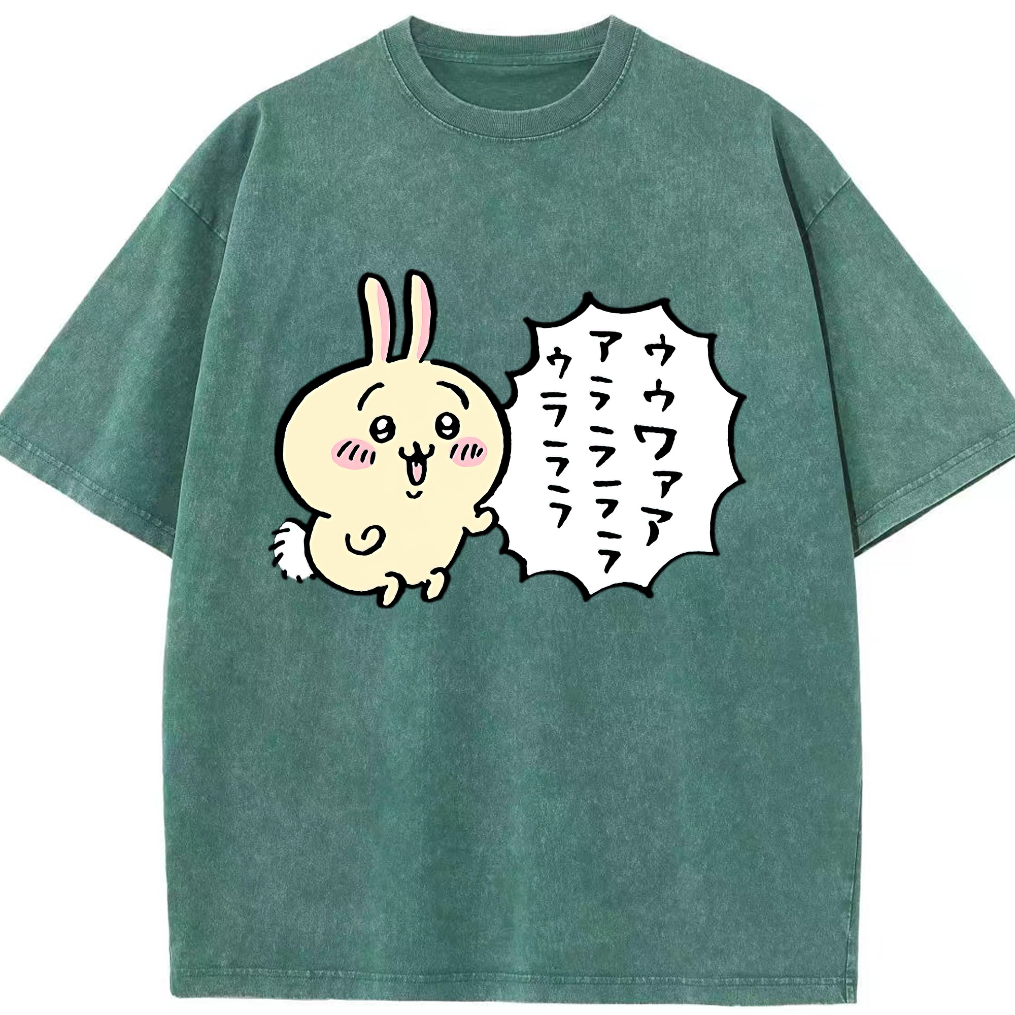 （画像用） ちいかわ うさぎ Chii-kawa usagi 綿100% ヴィンテージ風 半袖Tシャツ（フロントプリント）